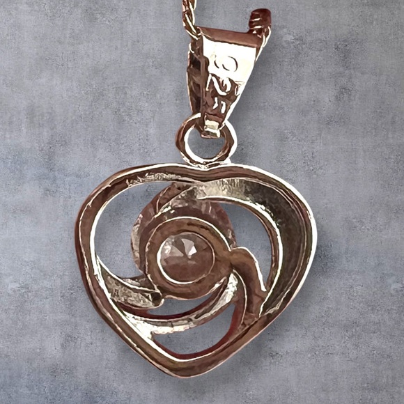 Silver and Clear CZ heart earrings/pendant set stamped .925 & matching necklace - Picture 2 of 5